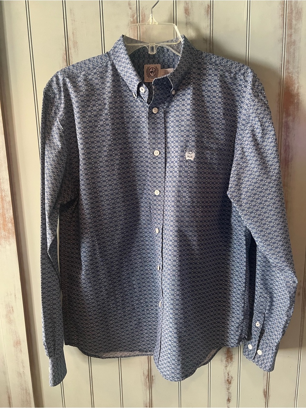 Cinch Boy’s Blue Geometric Button-Down Western Shirt. Size XXL (16-18)